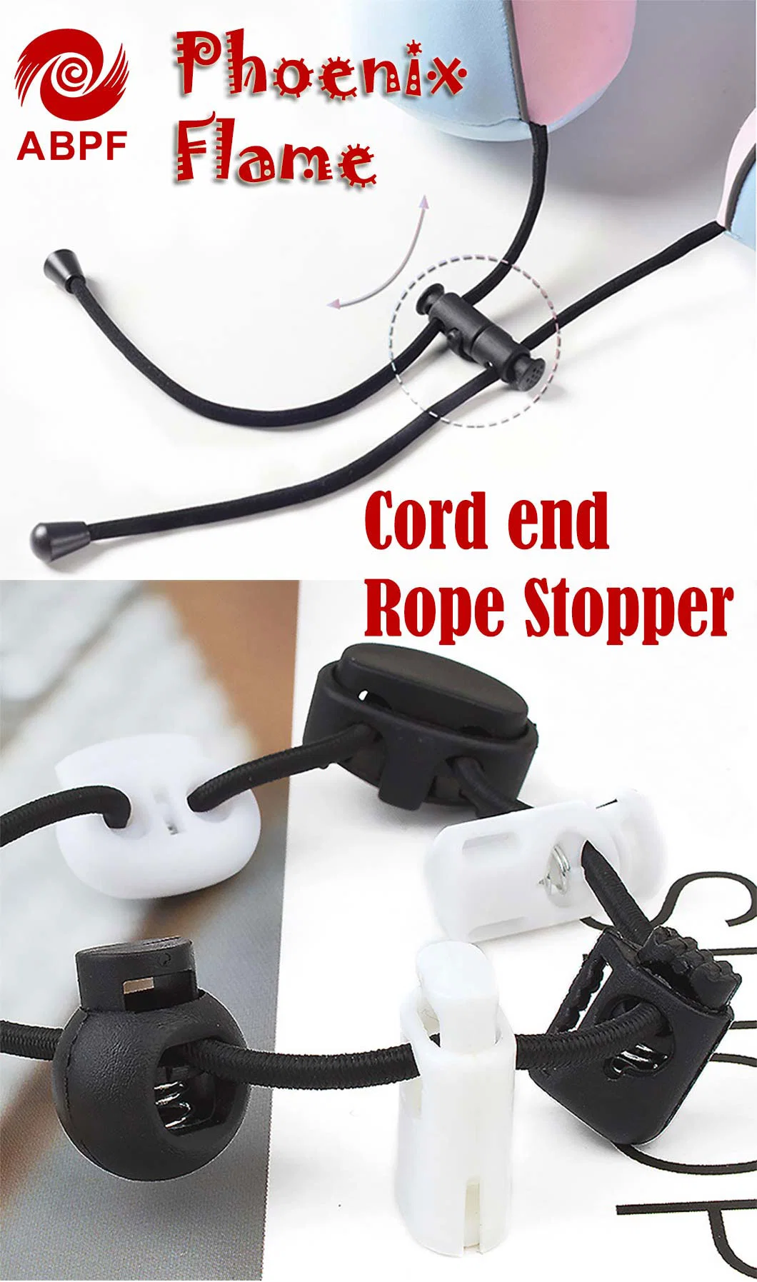 Multiple Colour Plastic PP ABS Hanging Anti-Slip Adjustable Spring Cord Lock Stopper for Drawstring Hoodie
