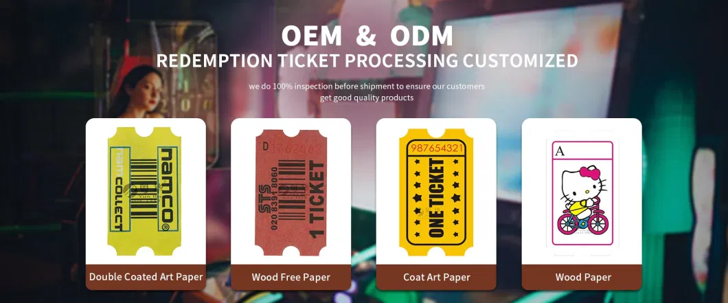 Special Design Good Quality Custom Redemption Ticket for Arcade Machine