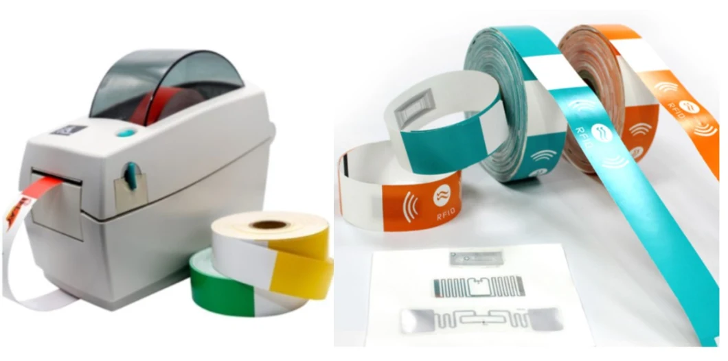 Thermal Paper One Time Wristbands Strape for Park Access Control Ticket OEM Printing with Black Mark at Back Side