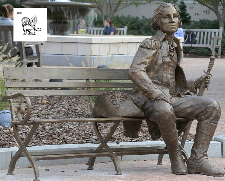 Outdoor Park Decoration Life Size Bronze Admiral Sitting on Bench Sculpture Bsg-198