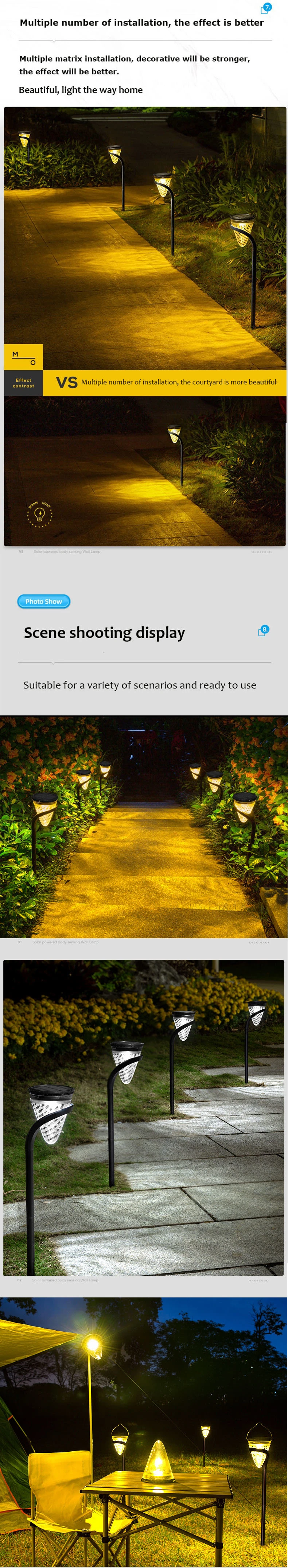 2 Pack Solar Pathway Lights Outdoor Solar Garden Lights for Patio, Yard, Driveway