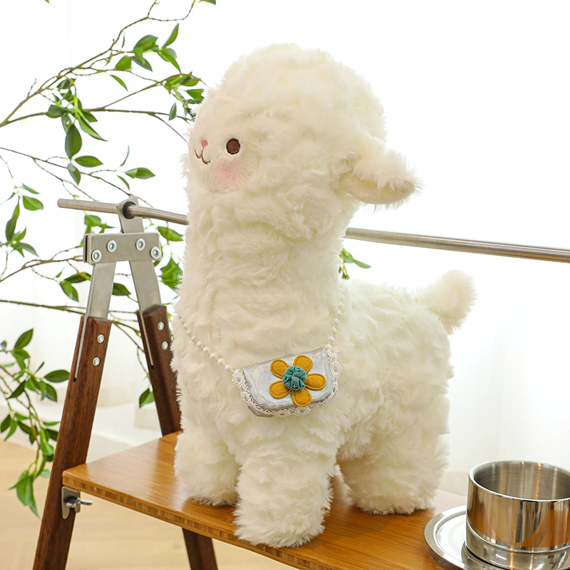 Eco Friendly Custom Alpaca Stuffed Animal Plush Toy an Alpaca Doll Carrying a Backpack