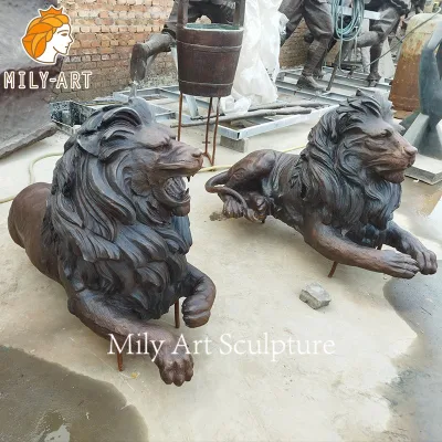 Dimensioni di vita Giardino esterno fusione Bronze coppie di leone mentire Statue