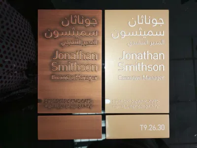 ADA Braille e cartello tattile Nome porta Plaque Hotel Cartelli per piastre metalliche
