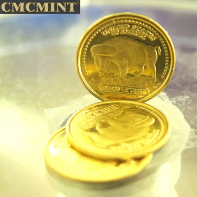 1 grammo di oro placcato puro argento Buffalo indiano rotondo B2