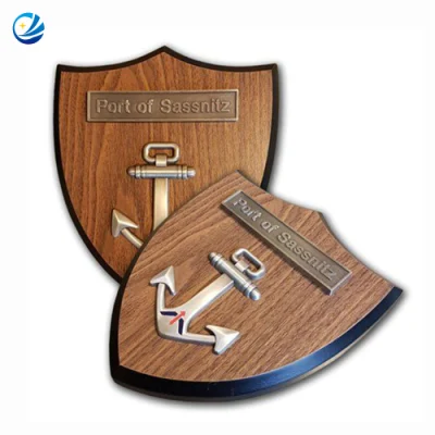 Metal Trophy Wall Award targhe Honor Shields Sport 20-25 cm E placca di legno con schermatura in acciaio inox