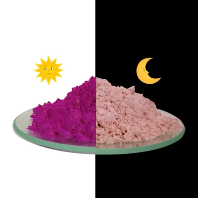 Pigmento di polvere fotocromica, luce solare/UV polvere fotosensibile pigmento inorganico cambiamento di colore in caso di luce solare o luce UV per cosmetici e tessuti