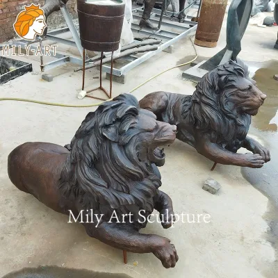 Dimensioni di vita Giardino esterno fusione Bronze coppie di leone mentire Statue