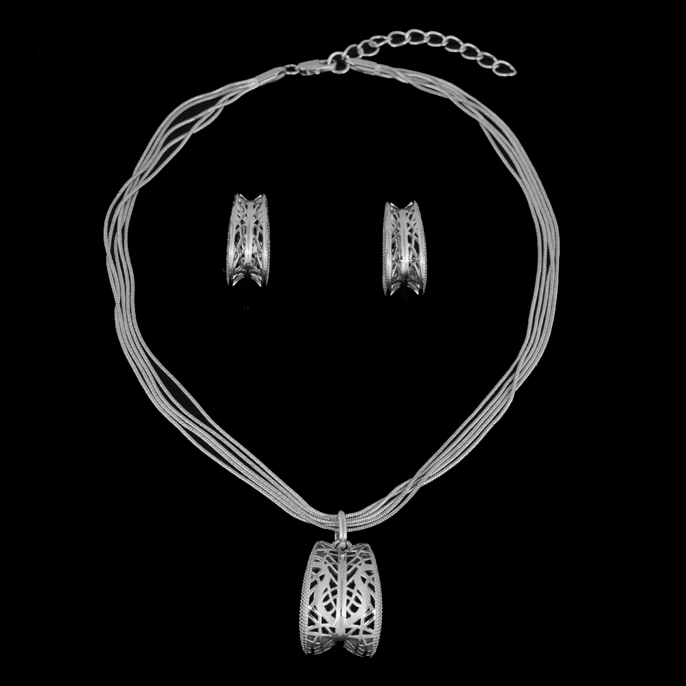 Latest Hip Hop Habesha Dress Ethiopian Women Wedding Earrings Necklace Luxury Jewelry Set 925 Sterling Silver Plated