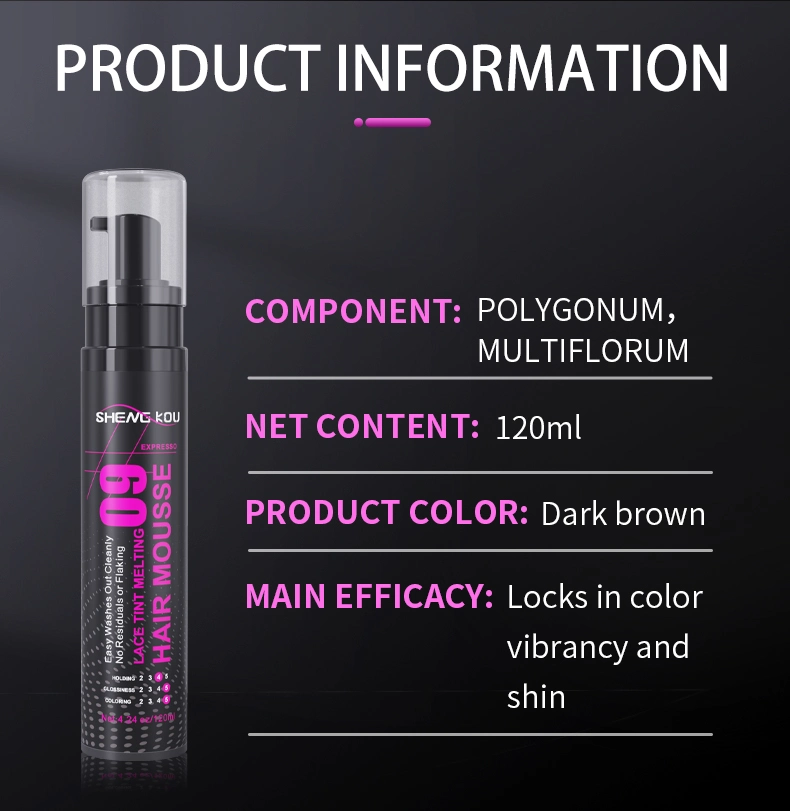 Custom Private Label Mous Mousse and Spray Foam Temporary Hair Color Dark Brown Lace Tint Hair Mousse