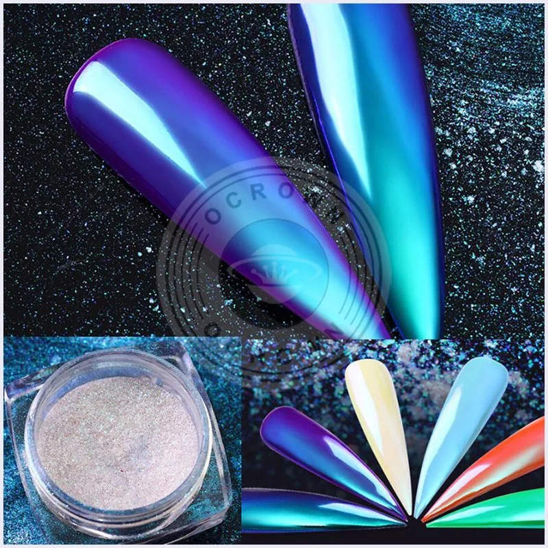 Aurora Rainbow Chrome Mirror Mermaid Acrylic Pigment Powder for Nails