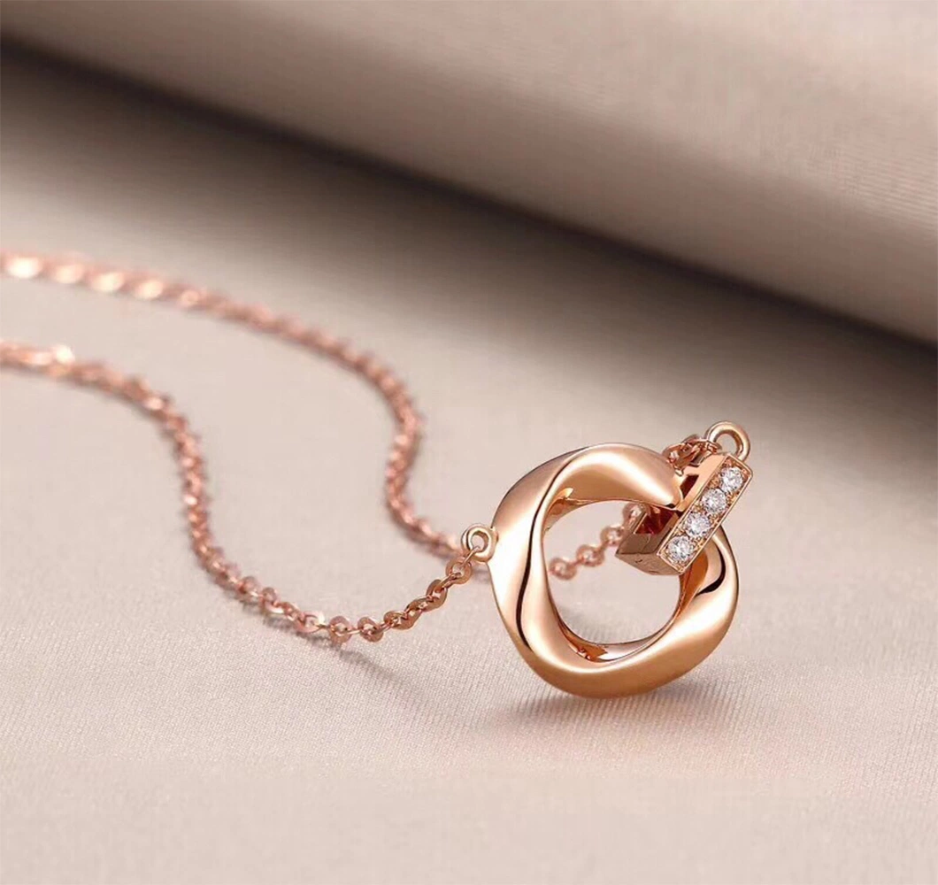 Fashion S925 Sterling Silver Necklace with Round Pendant Beautiful Jewelry for Girls