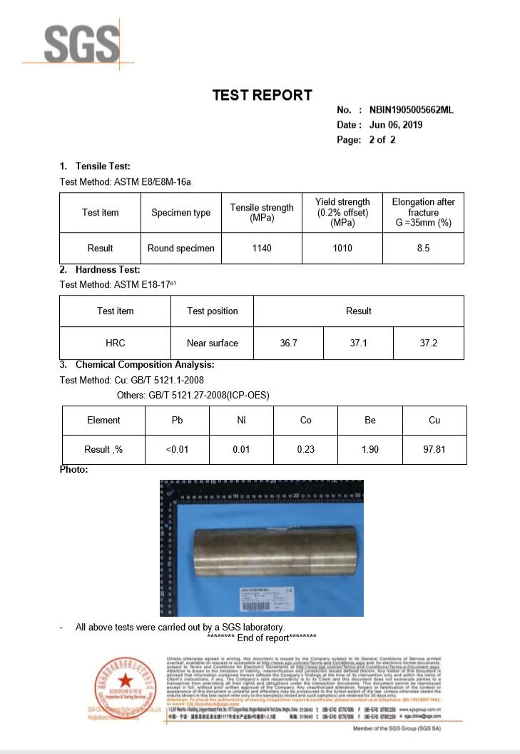 Copper Alloy Plate Alloy 25 C17200 Beryllium Copper