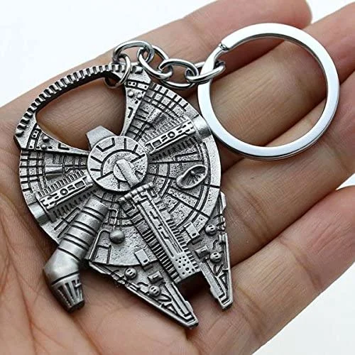 Hot Selling China Manufacturer Zinc Alloy Antique Nickel Plated Star War Millennium Falcon Key Chain Metal Bottle Opener