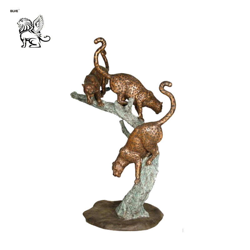 Garden Home Yard Decor Bronze Three Leopards in Tree Statue Basc-032