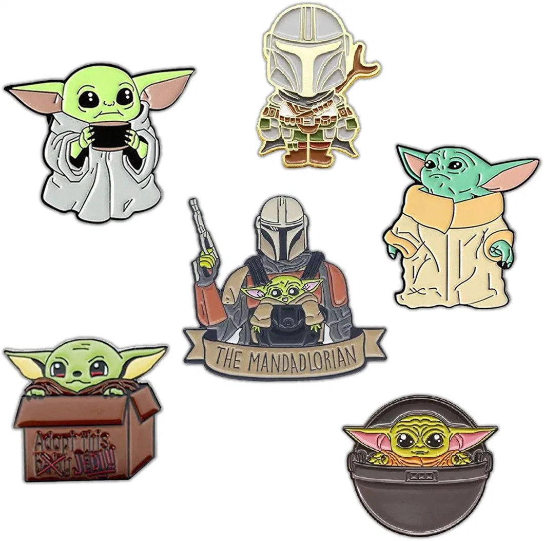 Polo 2007 Front Star War Souvenir Cute Funny Design Yoda Black Nickel Metal Enamel Lapel Pin Badge for Fans