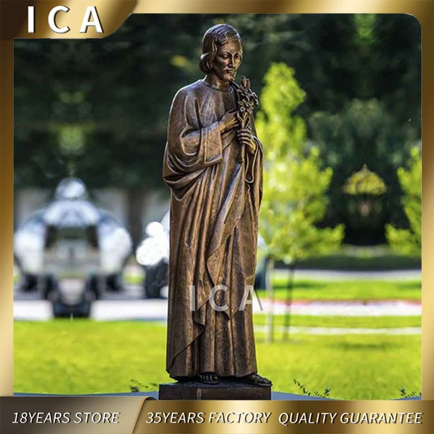 Garden Catholic Christian Bronze Man Statue Sculpture