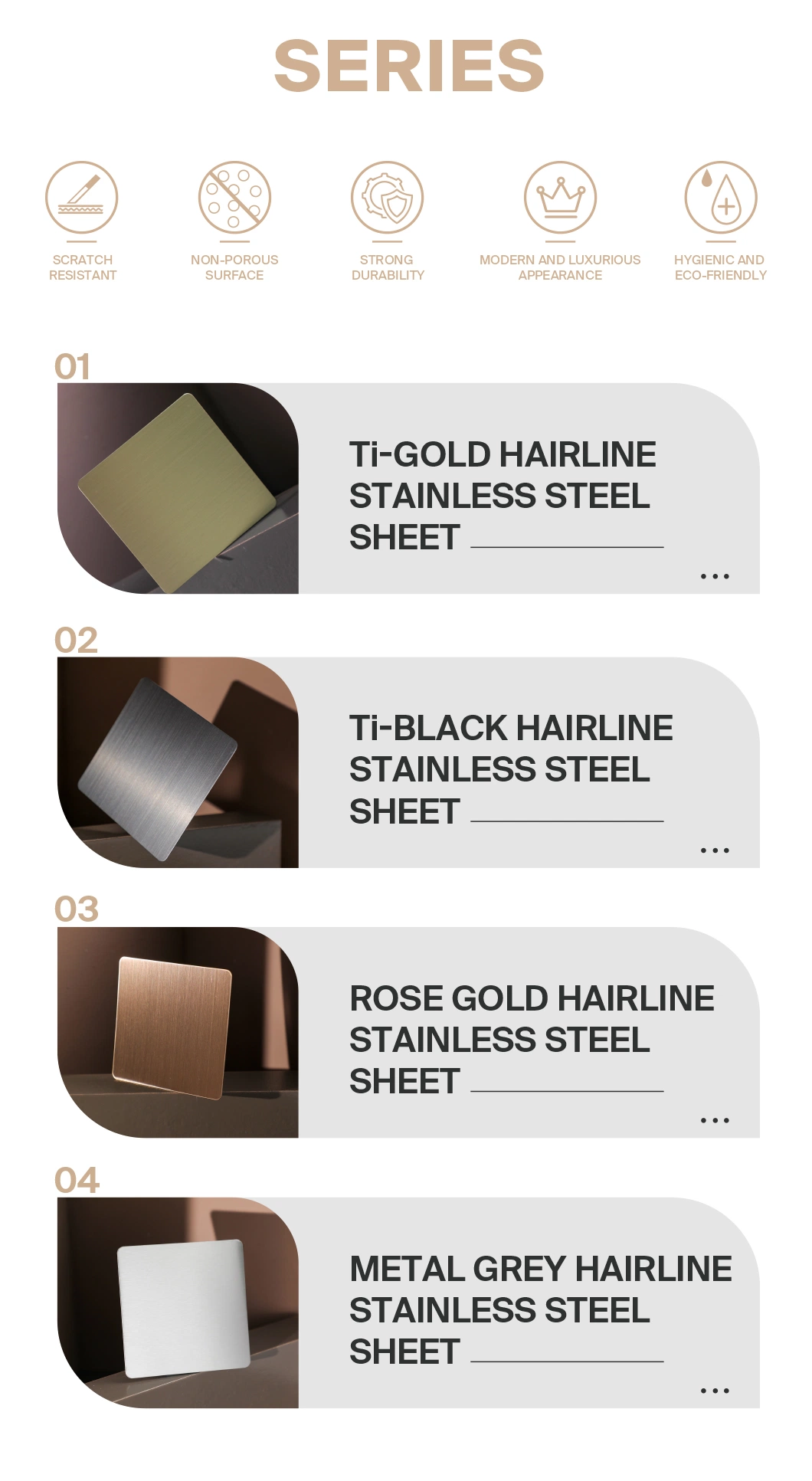 Hongwang Factory Best Selling Products Satin Bronze Ti Gold Gray Stainless Steel Sheet Free Sample for China Manufacturer