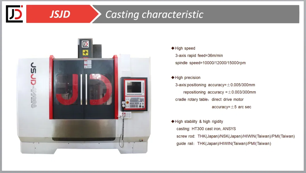 Rtcp U-400A 5 Axis CNC Machine Tool Tool Metal China Vertical Milling Machine