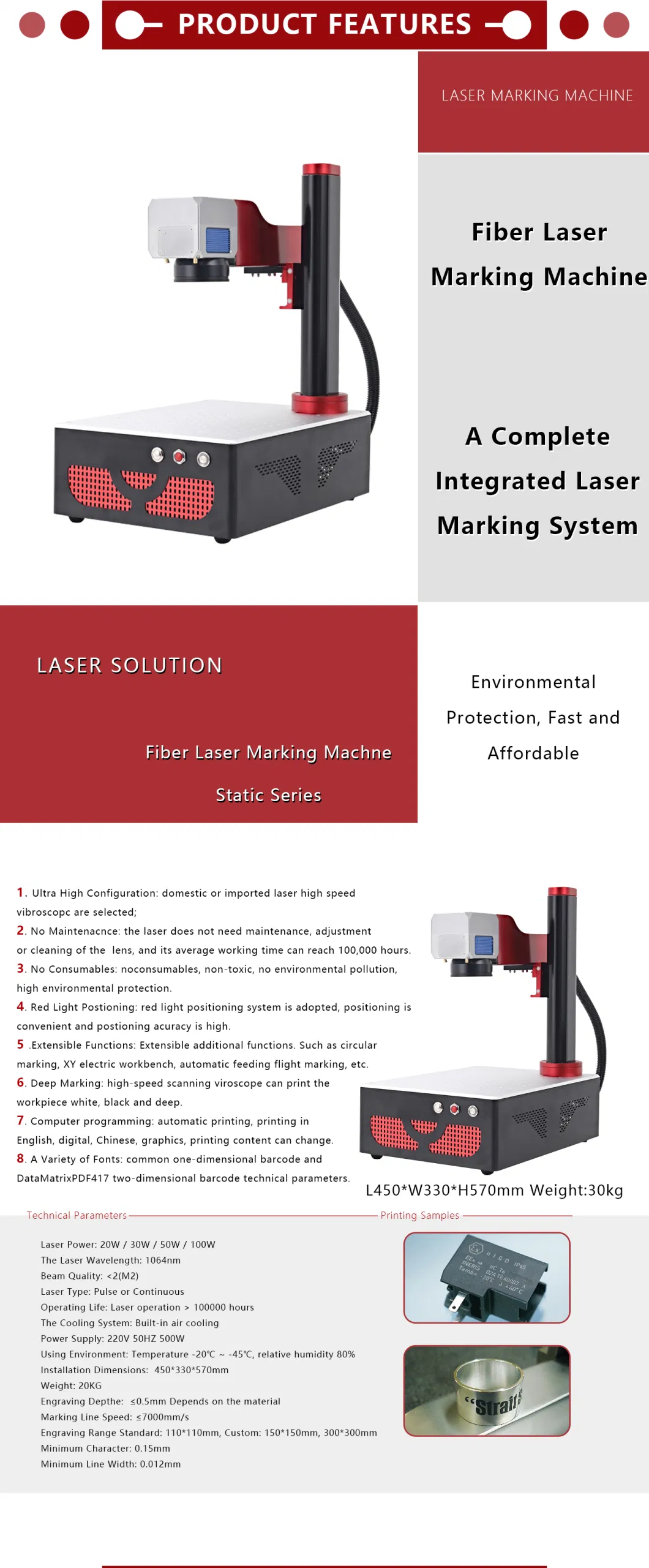 20W 30W 50W CNC Fiber Laser Marking Metal Plate Laser Marking Mini Fiber Laser Marking Steel Laser Marking Systems Jewelry Engraving Machine