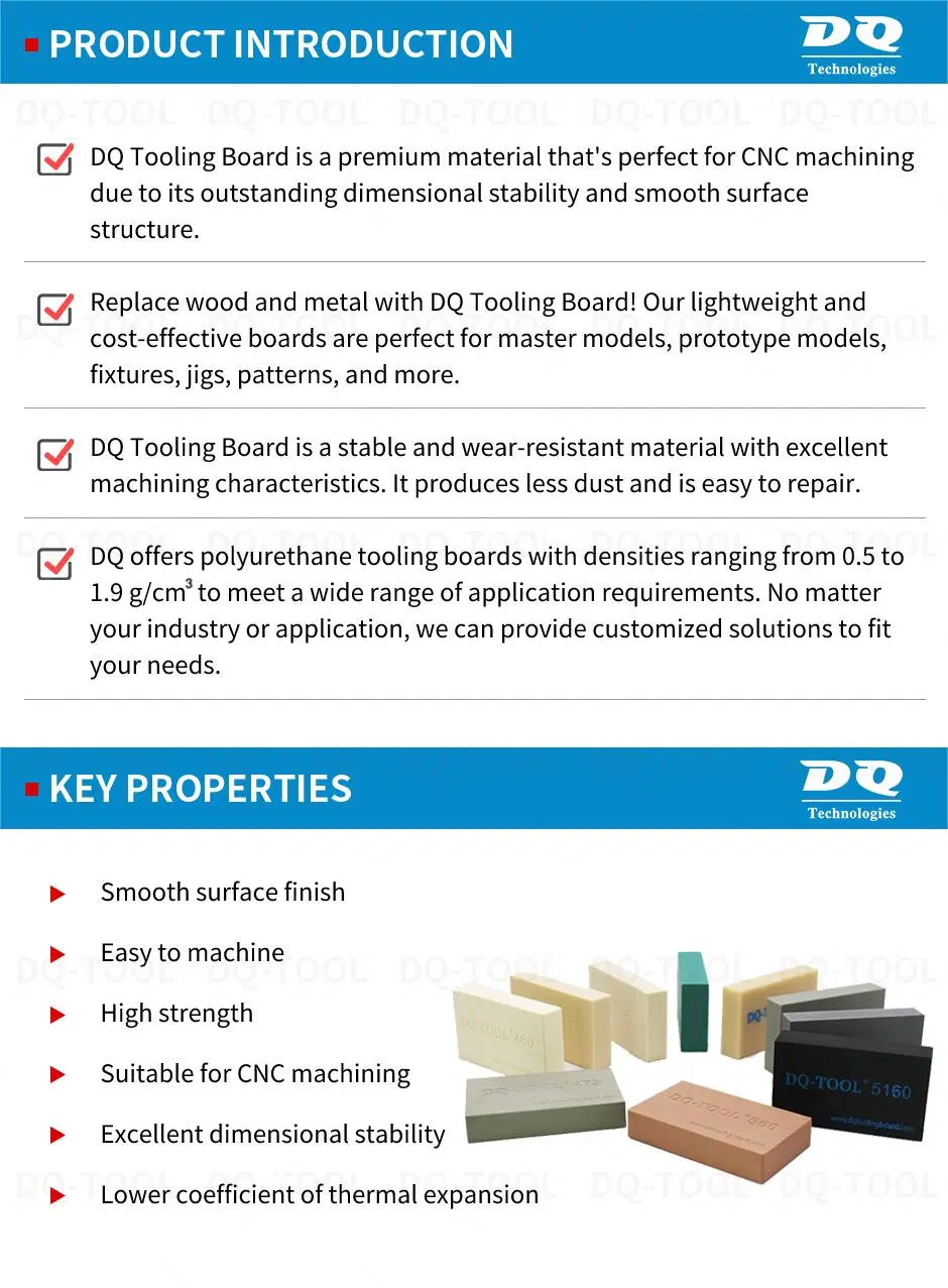 Dq-Tool Rigid Tooling Foam Board Designed for Imitation Model of Sand Polyurethane CNC Tooling Board Machinable for Car Interior Gages Checking Fixture Rapid