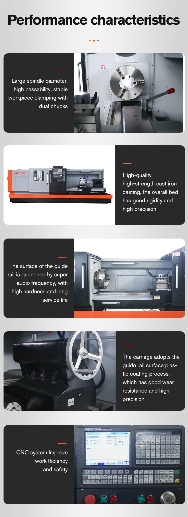 CNC Pipe Treading Turning Machine Qk1319 Big Spindle Bore