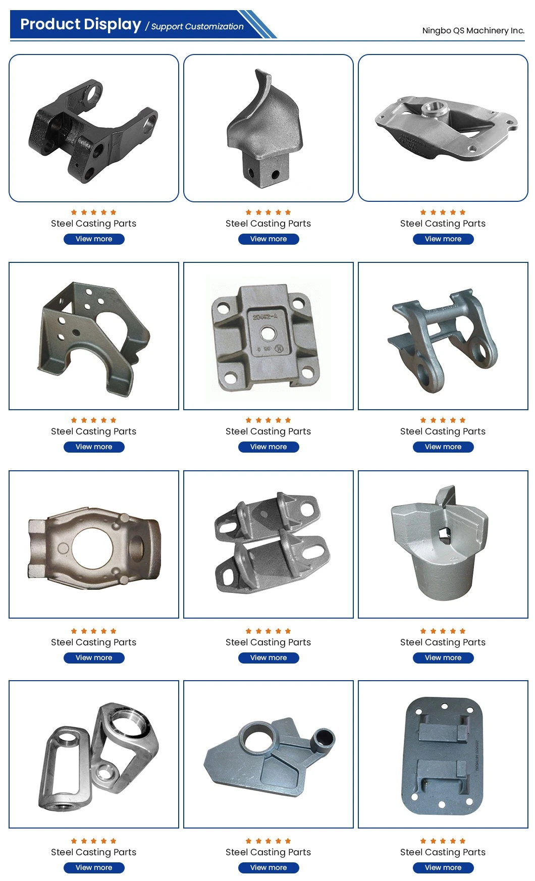 QS Machinery Brass Casting Products ODM Aluminum Casting Services China 4340 Steel Casting Part for Farm Machinery Parts