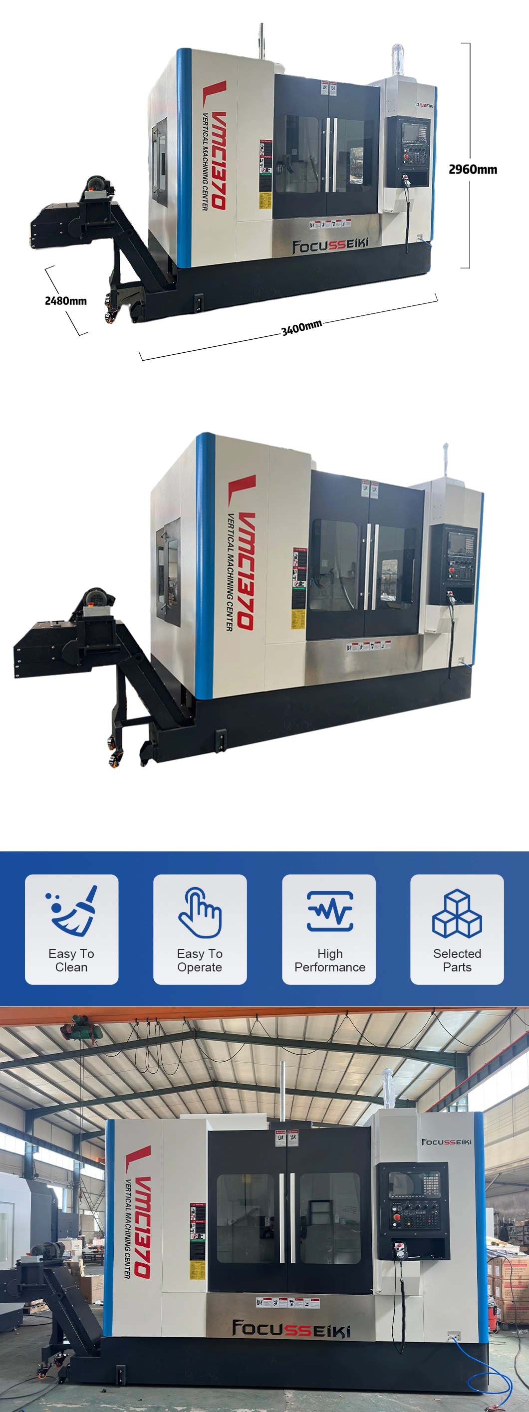 Heavy Duty CNC Milling Machine 150-810mm Distance Between Spindle Nose and Workta