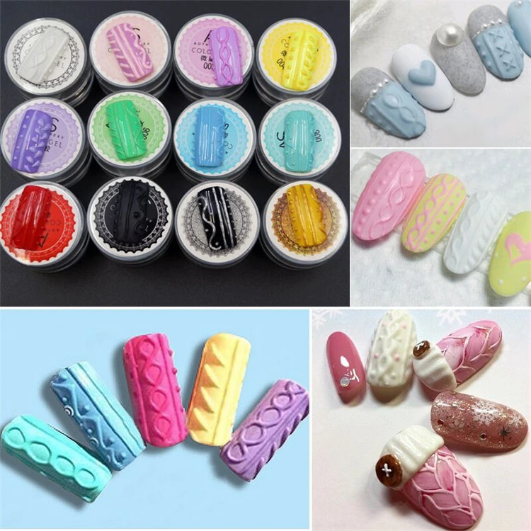 Japanese New Manicure Phototherapy Glue Micro-Carved Sweater Glue Embossed Candy Color Glue Three-Dimensional Embossed Glue 3D Three-Dimensional Modeling