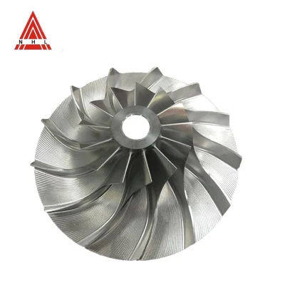 Parti di lavorazione CNC in alluminio tornitura a 5 assi 6061 7075 di precisione personalizzate Componenti della girante in alluminio del compressore