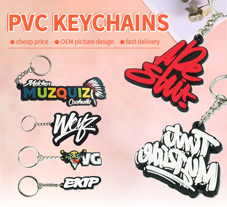 Custom Made 2D/ 3D Personalized Logo PVC Keychains with Key Ring