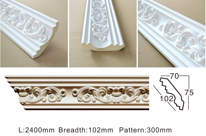 Architectural Urethane Polyurethane Carved Crwon Moulding 102mm Cornice