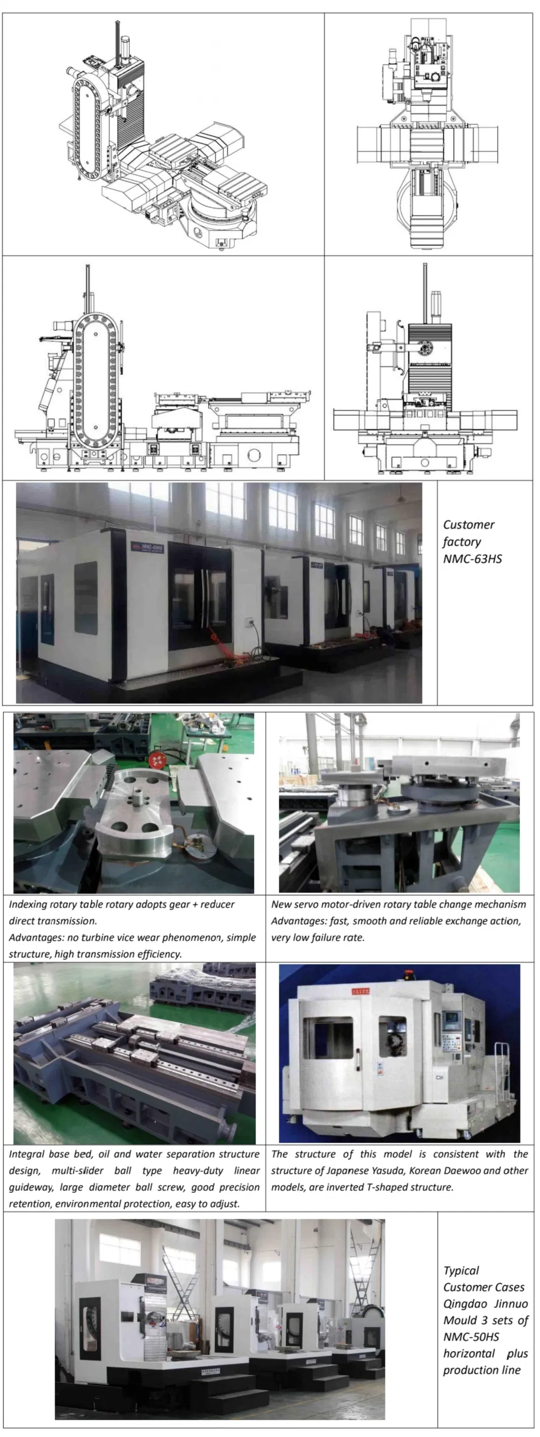 High Precision Horizontal CNC Machining Center Heavy Duty Fanuc Siemens for Automotive Subframe