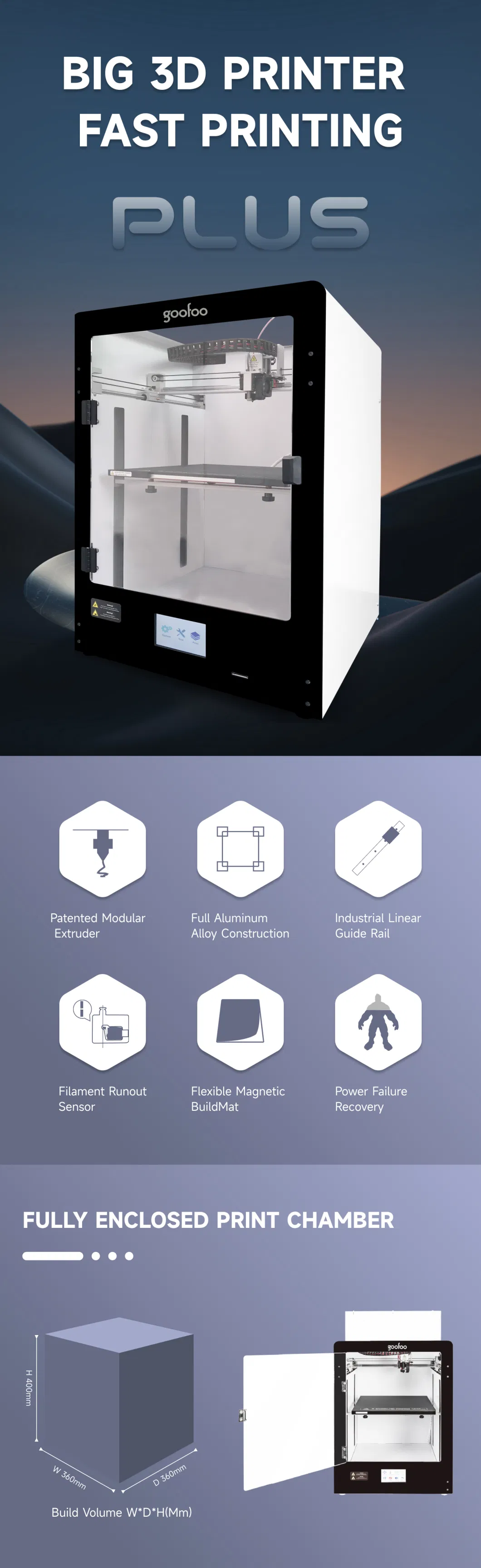 Rapid Prototyping Industrial Level 3D Printer of Auto Leveling and WiFi Connectivity