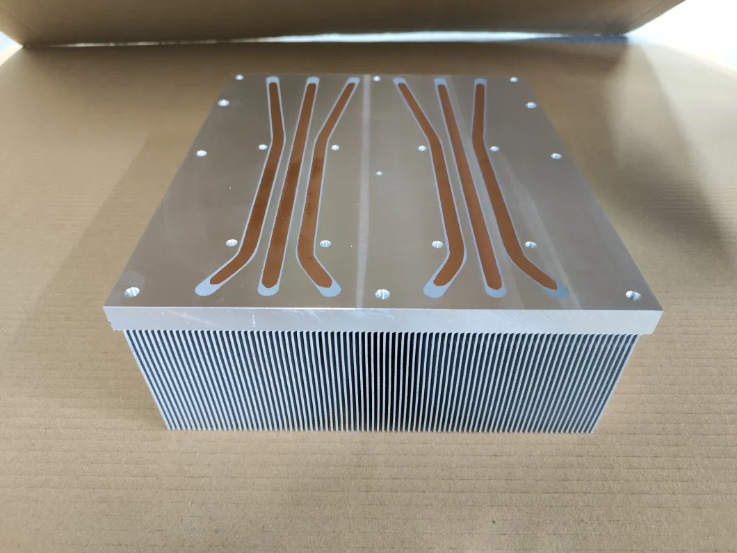 Custom Aluminum Alloy Embedded Heat Pipe Skived Fin Heat Sink with CNC Machining Parts for Large Laser Machine Cooling