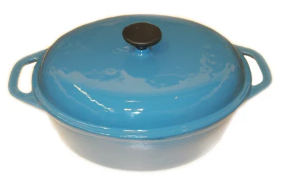 Cast Iron Enamel Casserole Oval Dutch Oven with Square Handles