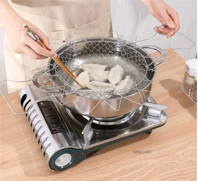 Mingwei Deep Fry Basket Stainless Steel Foldable Cooking Basket Flexible Kitchen Tool for Fried Food Strainer Washing Fruits Vegetables