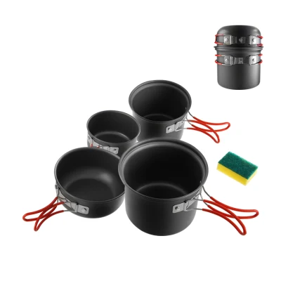 Outdoor Cooking Set Camping Cookware Mess Kit Portable 2-3 Person Lightweight Pots Pans Camping Cookware