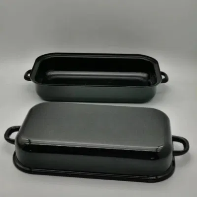 Enamelware Black Rectangular Casserole Dish Set Carbon Steel Baking Dishes & Pans Tray Large Baking Ware Bakeware with Lid