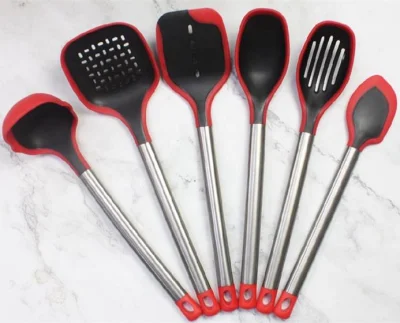 6PCS/Set Silicone Over Mold Nylon Kitchenware Stainless Steel Kitchen Tools