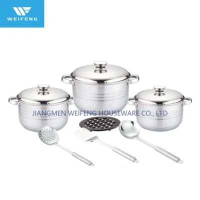 Straight Body Shape Stainless Steel Cookware Set with Kitchen Tools