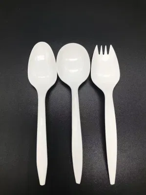 High Quality White Plastic Tableware Disposable 163mm Cutlery, Fork and Spoon Set for Restaurant (DS-22)