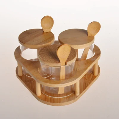Borosilicate Kitchen Food Glass Storage Jars Set with Bamboo Lid