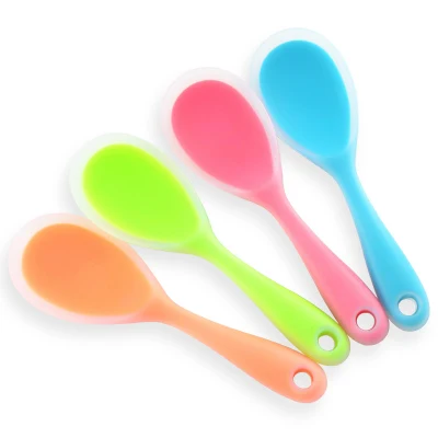 Colorful Silicone Spoon Heat Resistant Non-Stick Rice Spoons Cooking Kitchen