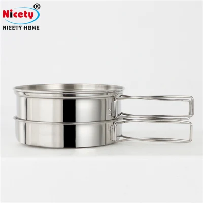 Cooking Utensils Stainless Steel Camping Pot 18/8 Camping Cookware Set