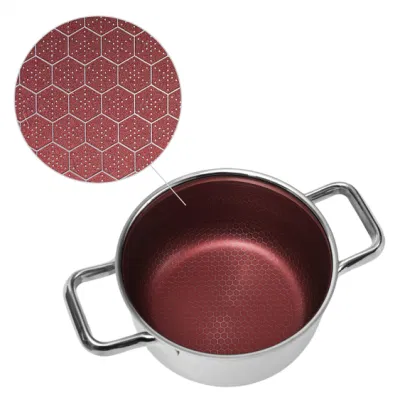 Hot Sales Stainless Steel Cookware Non-Stick Honey Comb Red Coating 20cm Soup Pot