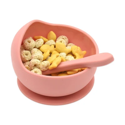 Soft Suction Food Grade Silicone Baby Bowl and Spoon for Kids