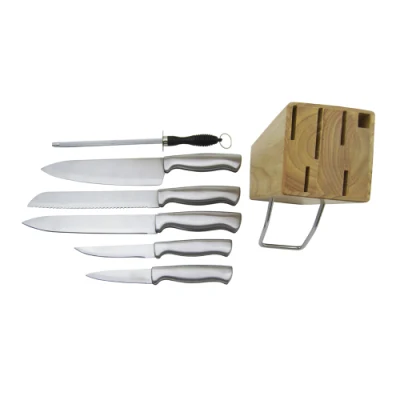 7PCS Wooden Knife Block Set Kitchen Knife Tool