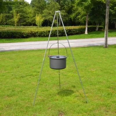  Picnic Tripod Grilling Set Outdoor Portable Campfire Tripod Adjustable Support Aluminum Alloy Anti-Slip Camping Hanging Pot Tripod Cookware Wyz22048