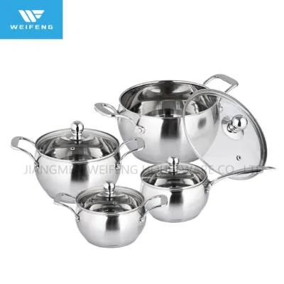 8 PCS Apple Shape Stainless Steel Cookware Set, Cookware with Clean Glass Lid